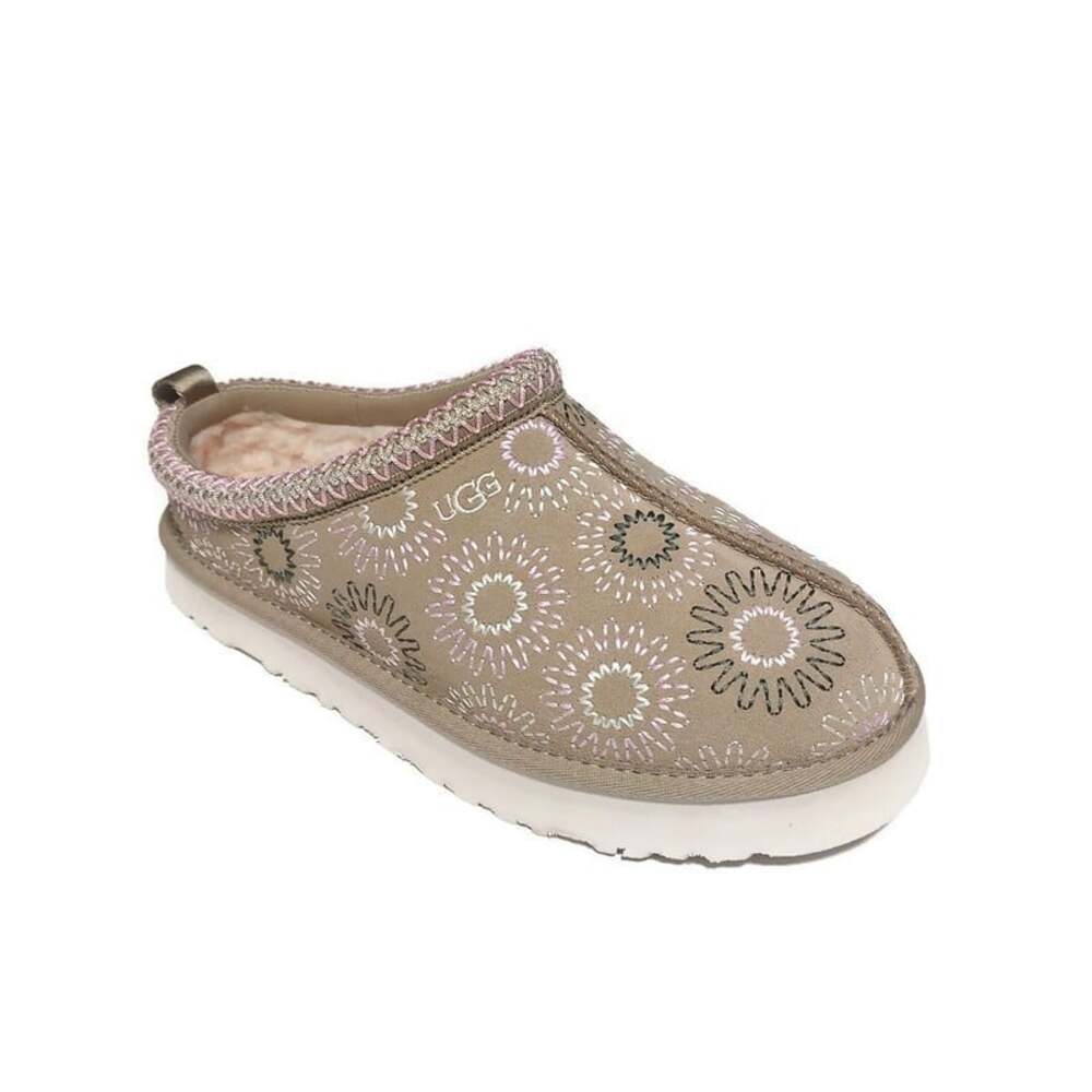 UGG Tazz Sun Stitch Mustard Seed Platform Clog Slippers Kids 6 Womens 7 1175210K